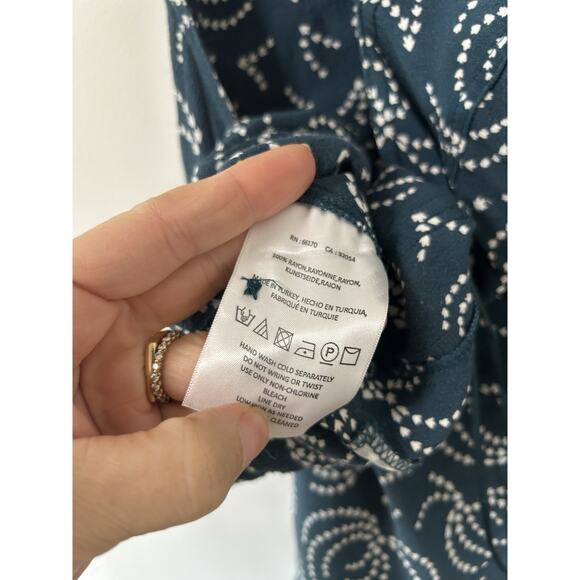 Anthropologie Maeve Tidal Pools Blue Print Cropped Jumpsuit S Medium Overalls - Picture 10 of 13